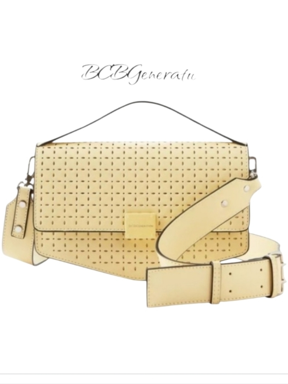 BCBGeneration Women's Lasercut Geo Top Handle Crossbody Bag - Faux Leather Pale